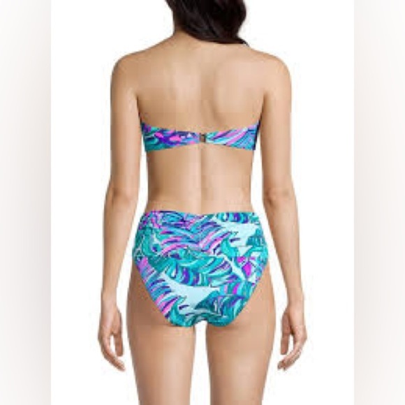 Lilly Pulitzer Pink And Teal Tropical Bikini Bottoms - Size 14 - Picture 2 of 5